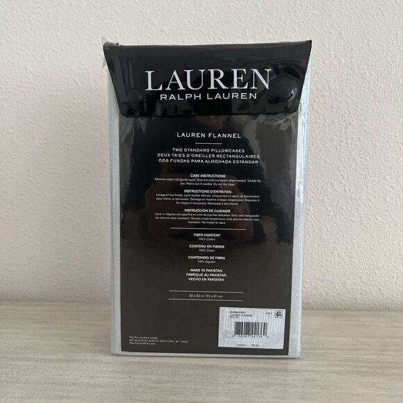 Lauren Ralph Lauren Gray Flannel Set Of Two Standard Pillowcases Grey - Picture 3 of 4